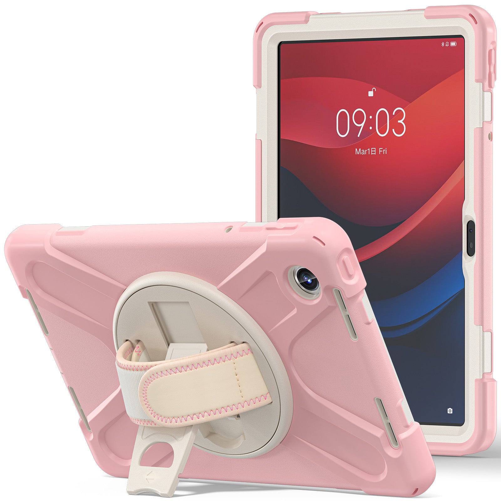 For Lenovo Tab M11 TB-330FU / 331FC / Xiaoxin Pad 11 2024 Case Hand Strap Protective PC+Silicone Tablet Cover