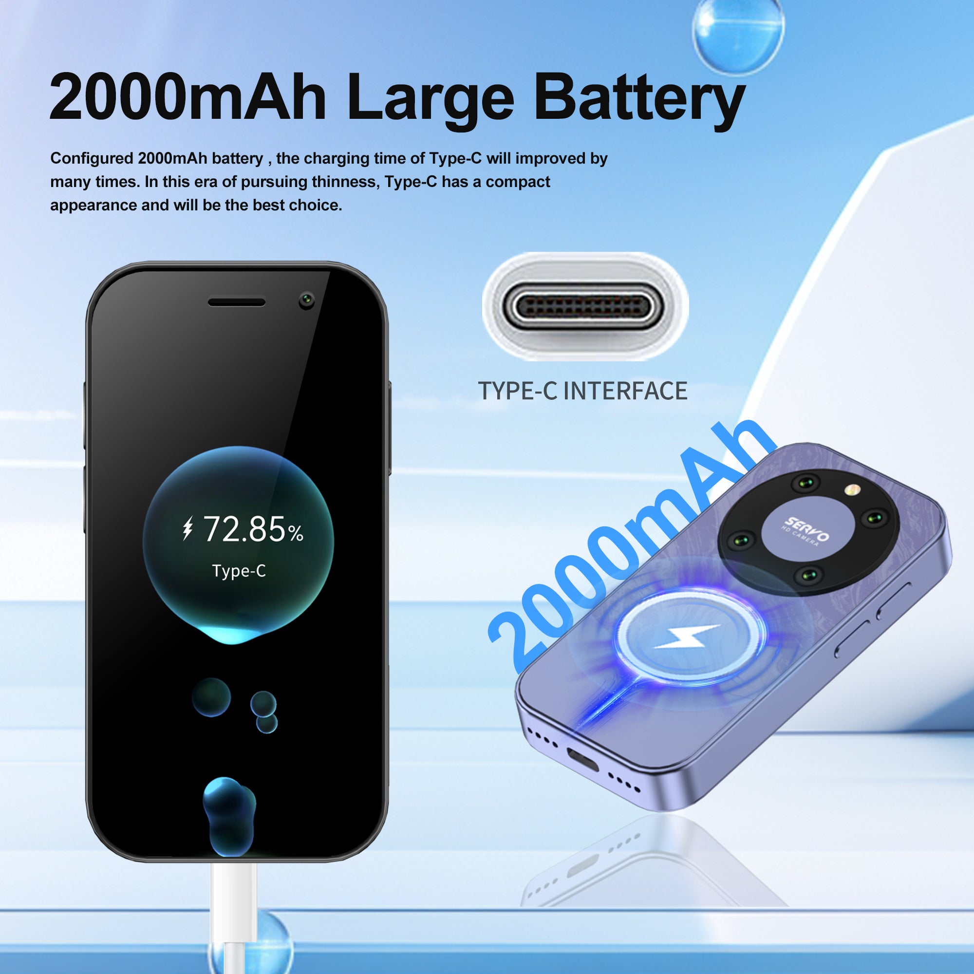 SERVO KING9000 Dual SIM Dual Standby Ultra-Mini 3-inch 4G Smart Phone, 2+16GB
