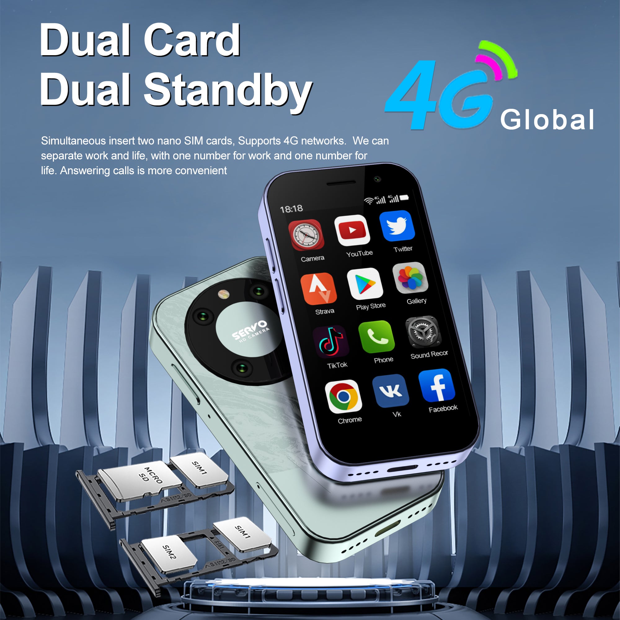 SERVO KING9000 Dual SIM Dual Standby Ultra-Mini 3-inch 4G Smart Phone, 2+16GB