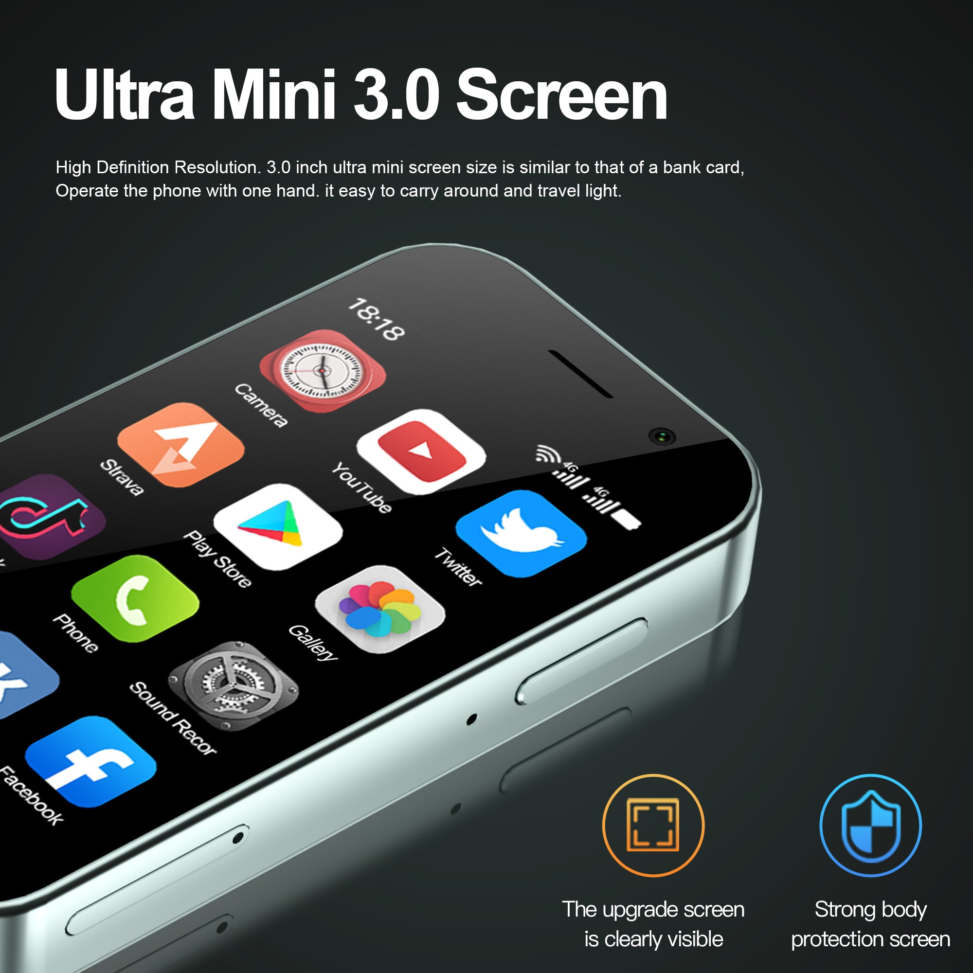 SERVO KING9000 3+64GB 3" Display Ultra-Mini 4G Smartphone, Dual SIM Dual Standby