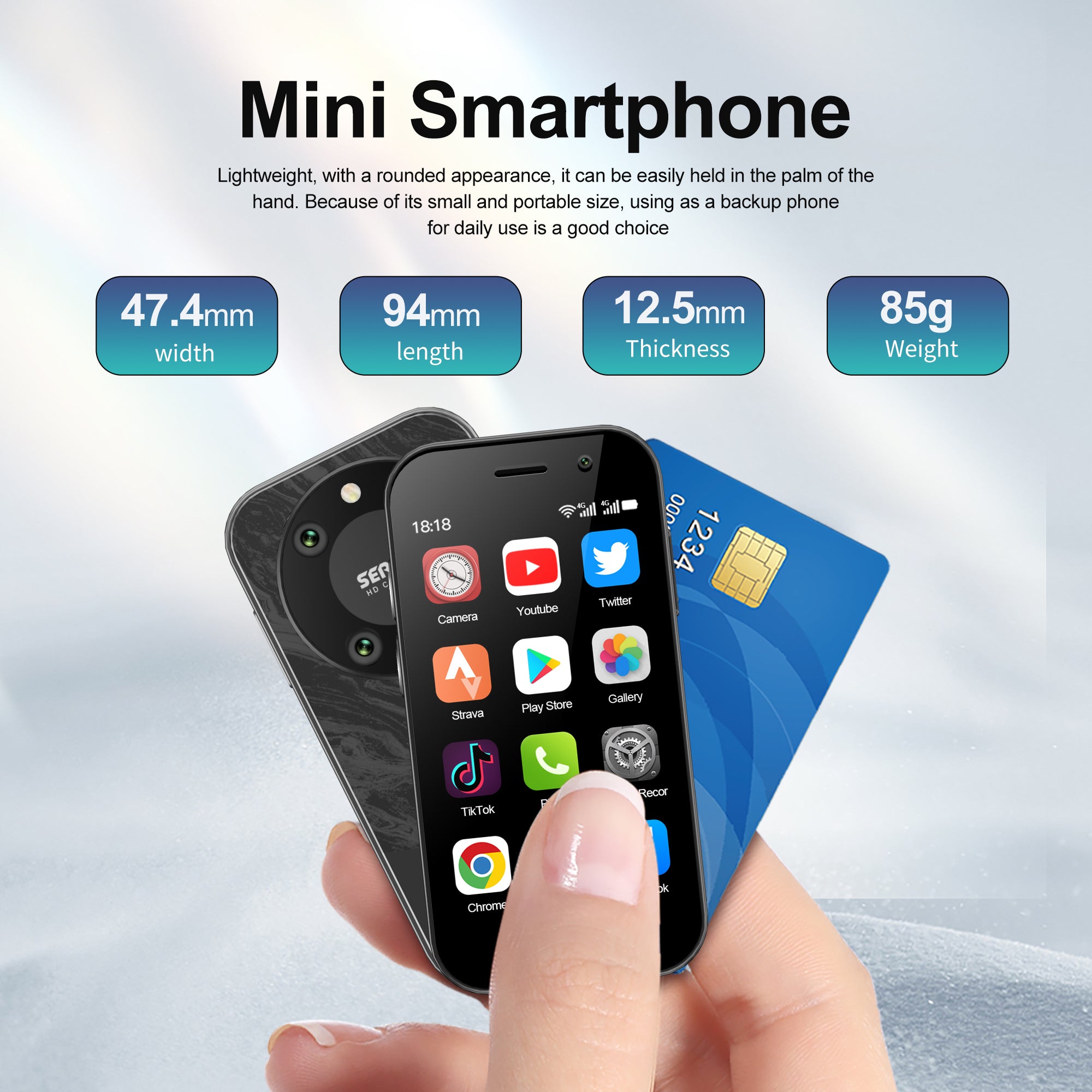 SERVO KING9000 3+64GB 3" Display Ultra-Mini 4G Smartphone, Dual SIM Dual Standby