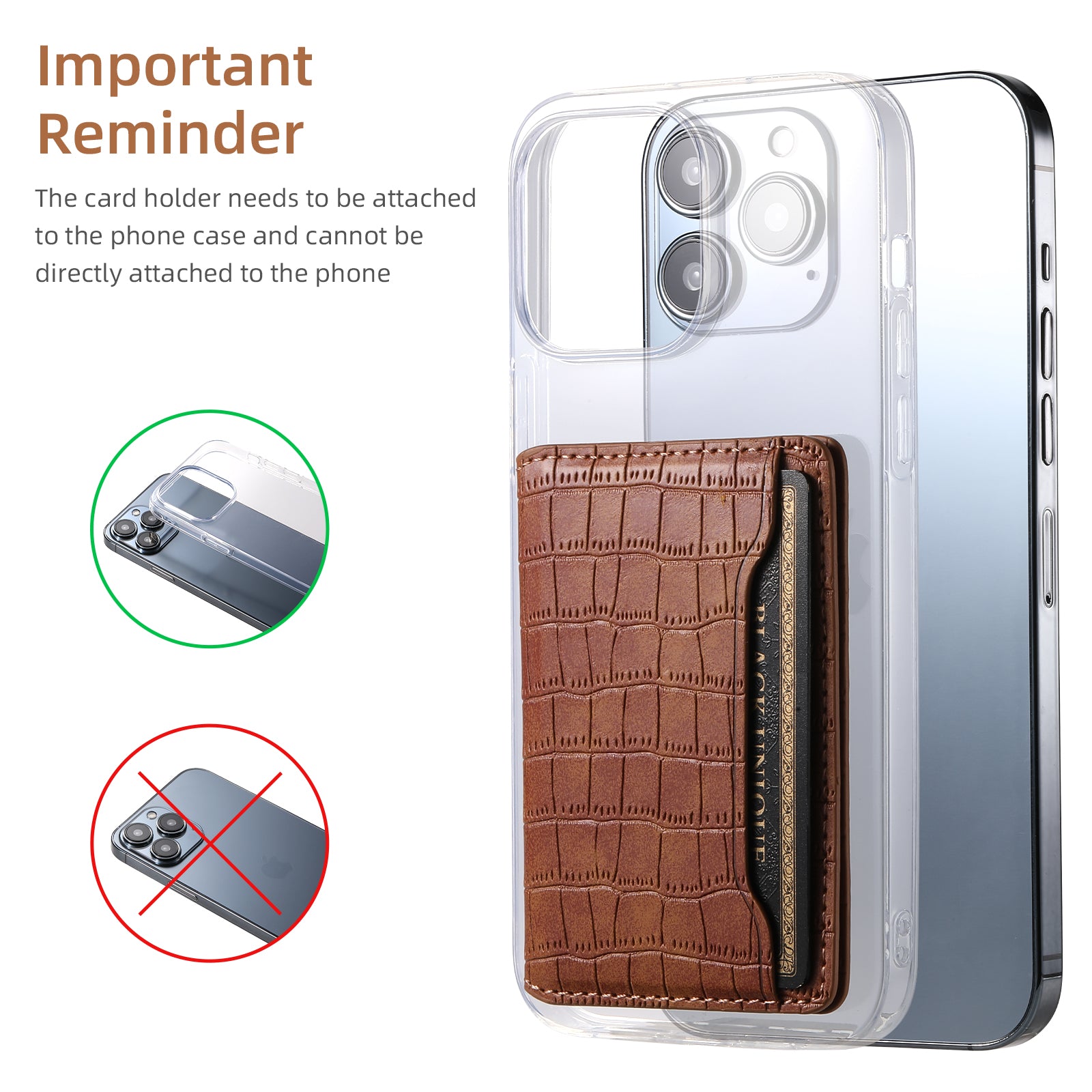 Phone Card Holder Case Kickstand Crocodile Texture PU Leather Phone Back Stand