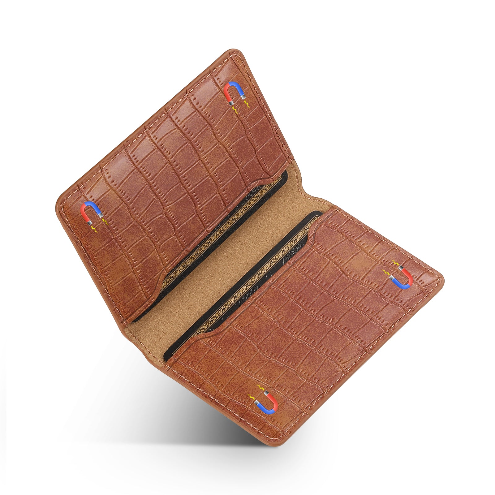 Phone Card Holder Case Kickstand Crocodile Texture PU Leather Phone Back Stand