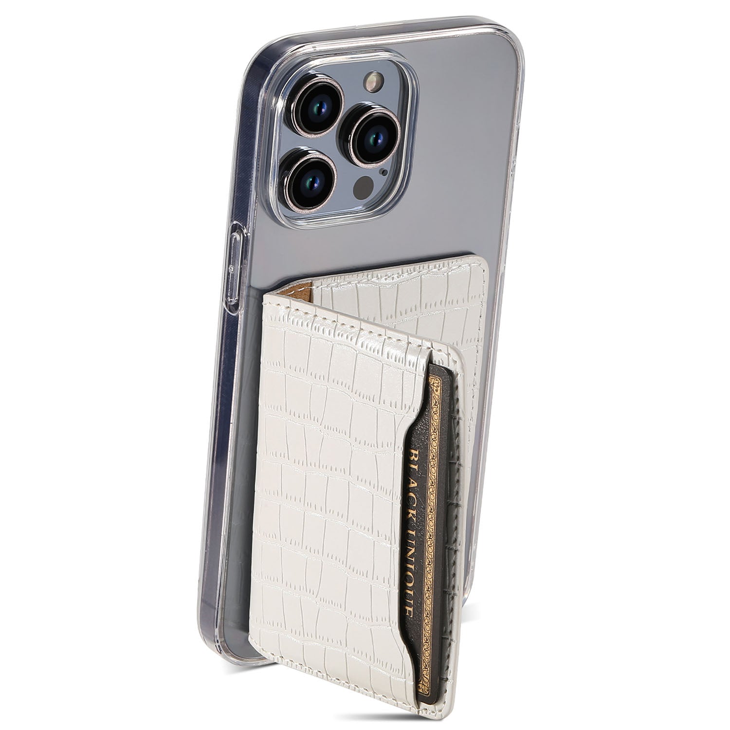 Phone Card Holder Case Kickstand Crocodile Texture PU Leather Phone Back Stand