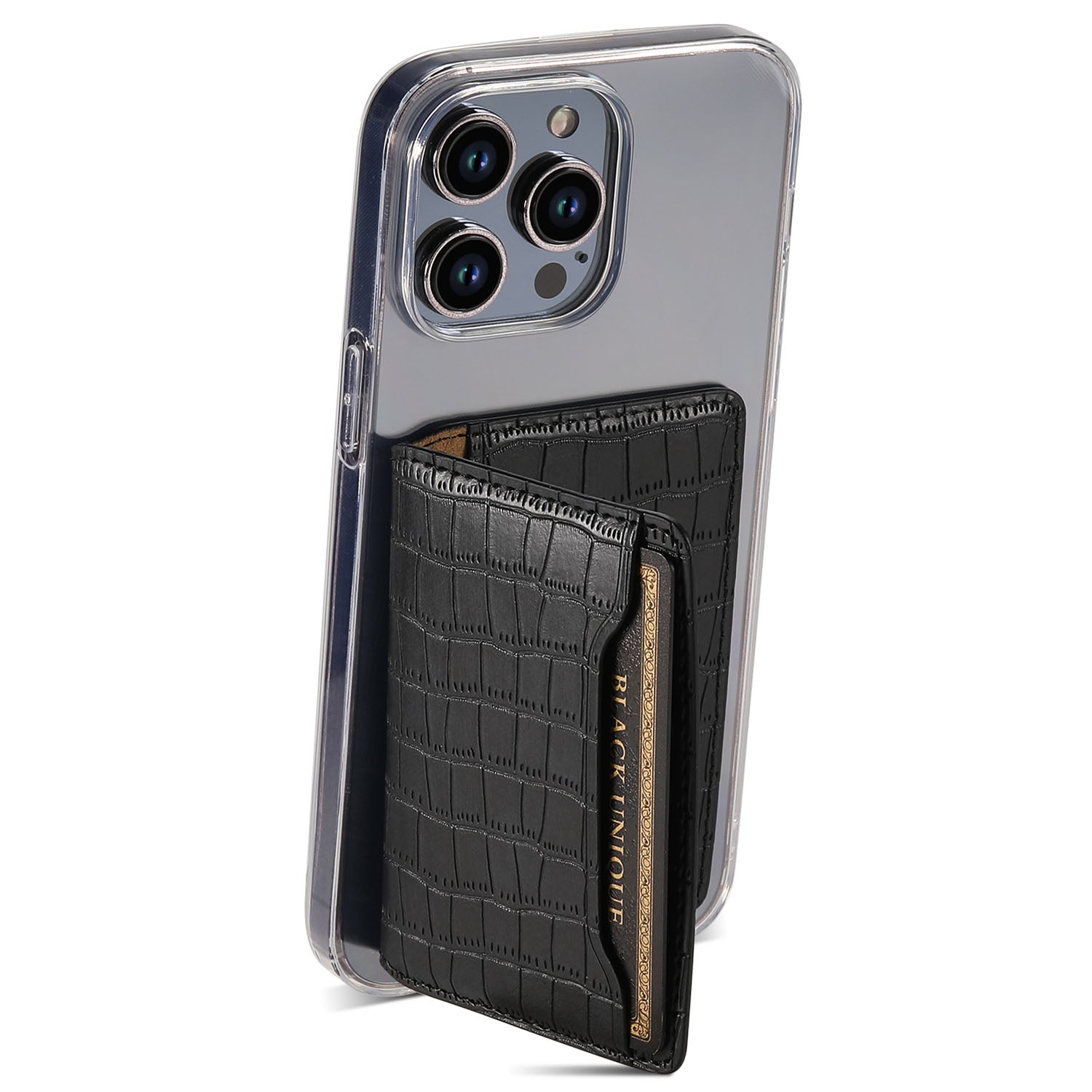 Phone Card Holder Case Kickstand Crocodile Texture PU Leather Phone Back Stand