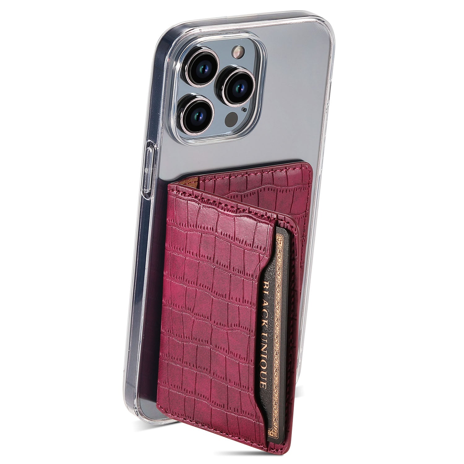 Phone Card Holder Case Kickstand Crocodile Texture PU Leather Phone Back Stand