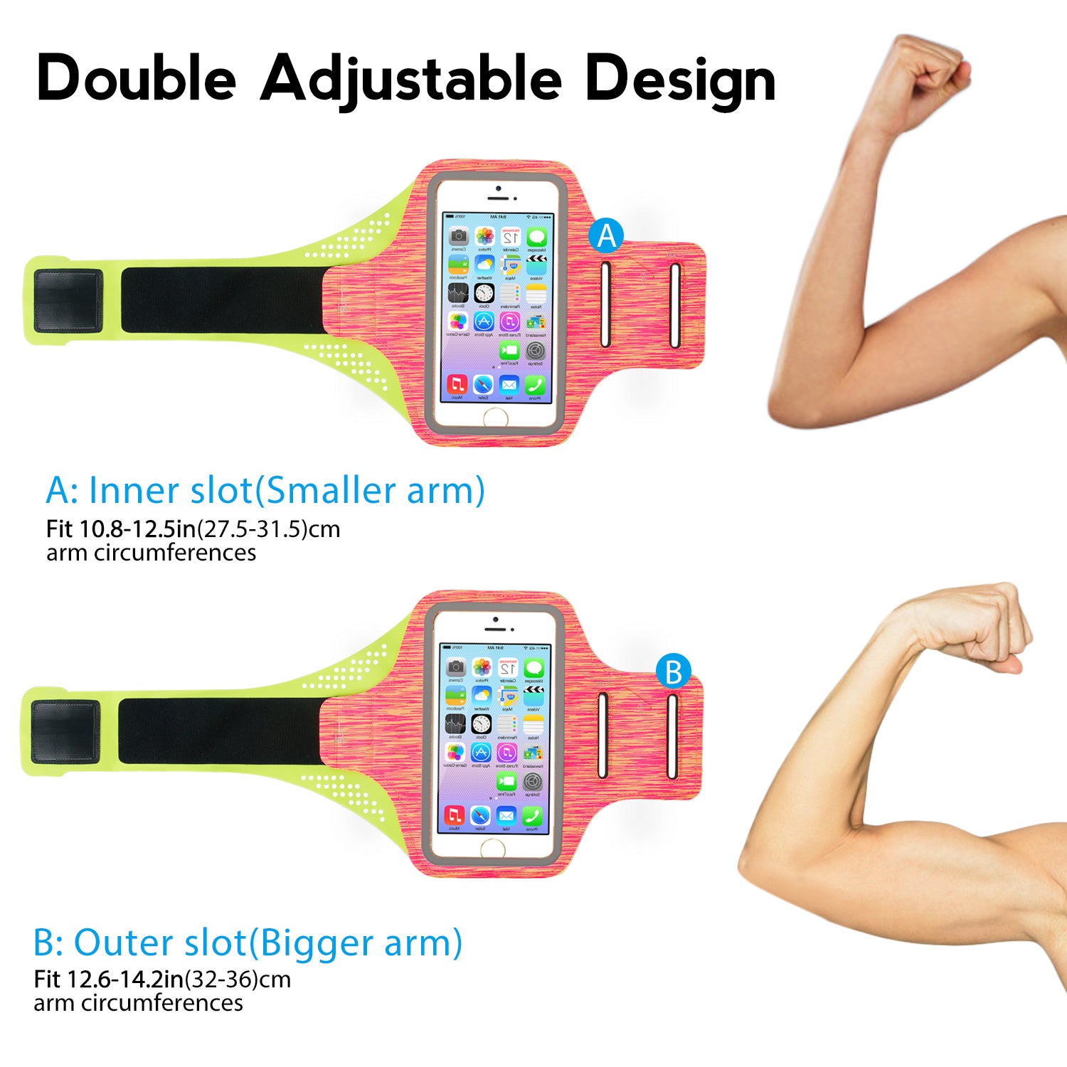 Outdoor Sports Arm Bag Fitness Cell Phone Pouch with Reflective Strip for Men and Women, Size M