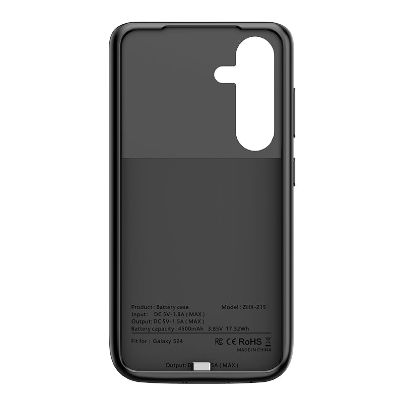 ZHX-215 For Samsung Galaxy S24 4500mAh Phone Extended Battery Soft Edge Cellphone Back Charging Case