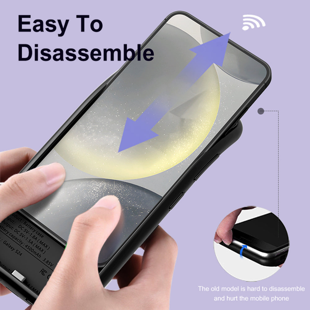 ZHX-215 For Samsung Galaxy S24 4500mAh Phone Extended Battery Soft Edge Cellphone Back Charging Case