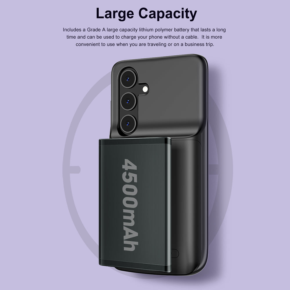 ZHX-215 For Samsung Galaxy S24 4500mAh Phone Extended Battery Soft Edge Cellphone Back Charging Case