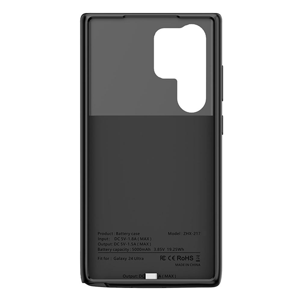 ZHX-217 For Samsung Galaxy S24 Ultra Battery Case 5000mAh Protective Battery Pack Cover Soft Edge