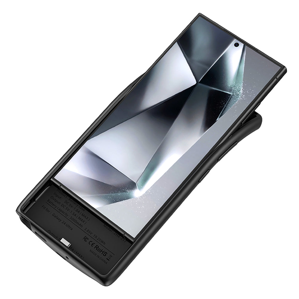 ZHX-217 For Samsung Galaxy S24 Ultra Battery Case 5000mAh Protective Battery Pack Cover Soft Edge