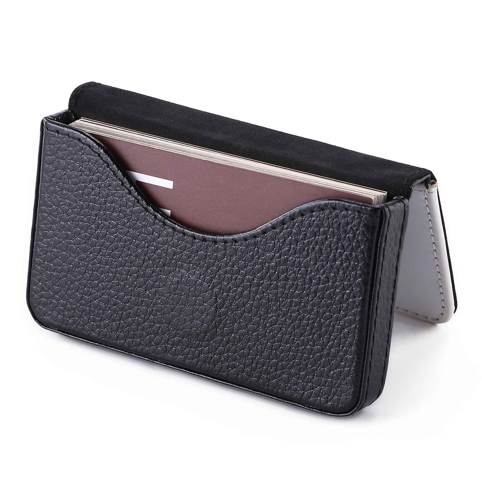 Magnetic PU Leather Business Card Holder Portable Mini Card Storage Organizer Box