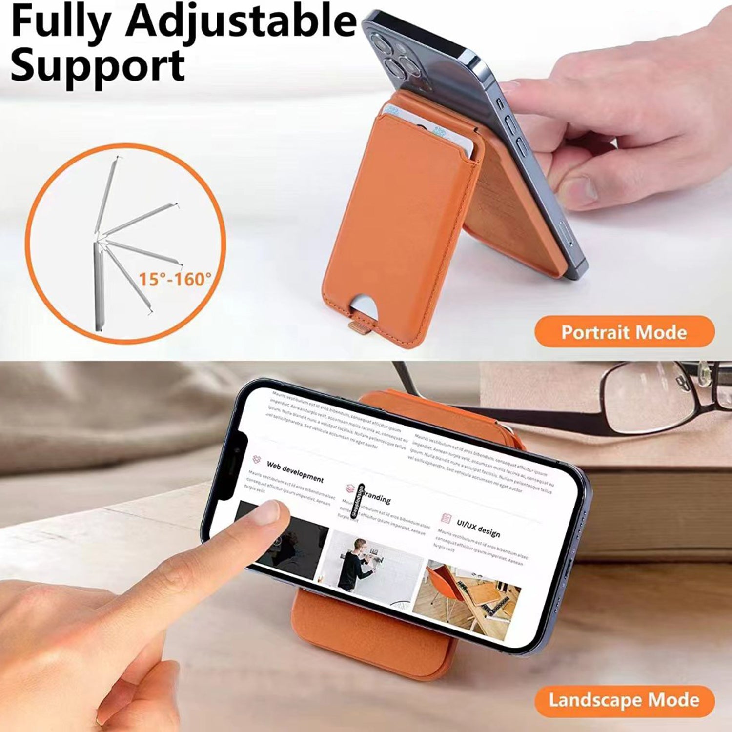 ILEX PACK Compatible with MagSafe Card Bag for Mobile Phone with Adjustable Kickstand