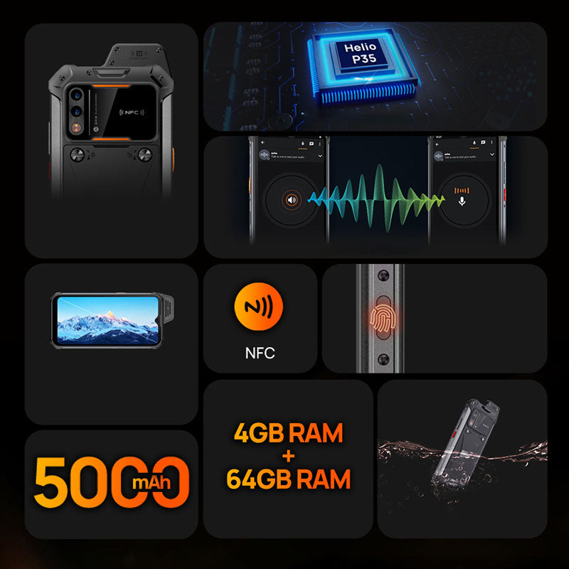 UNIWA W888 6.3-inch 4G Smartphone 4+64GB IP68 Waterproof Phone HD+ IPS Intercom Mobile Phone