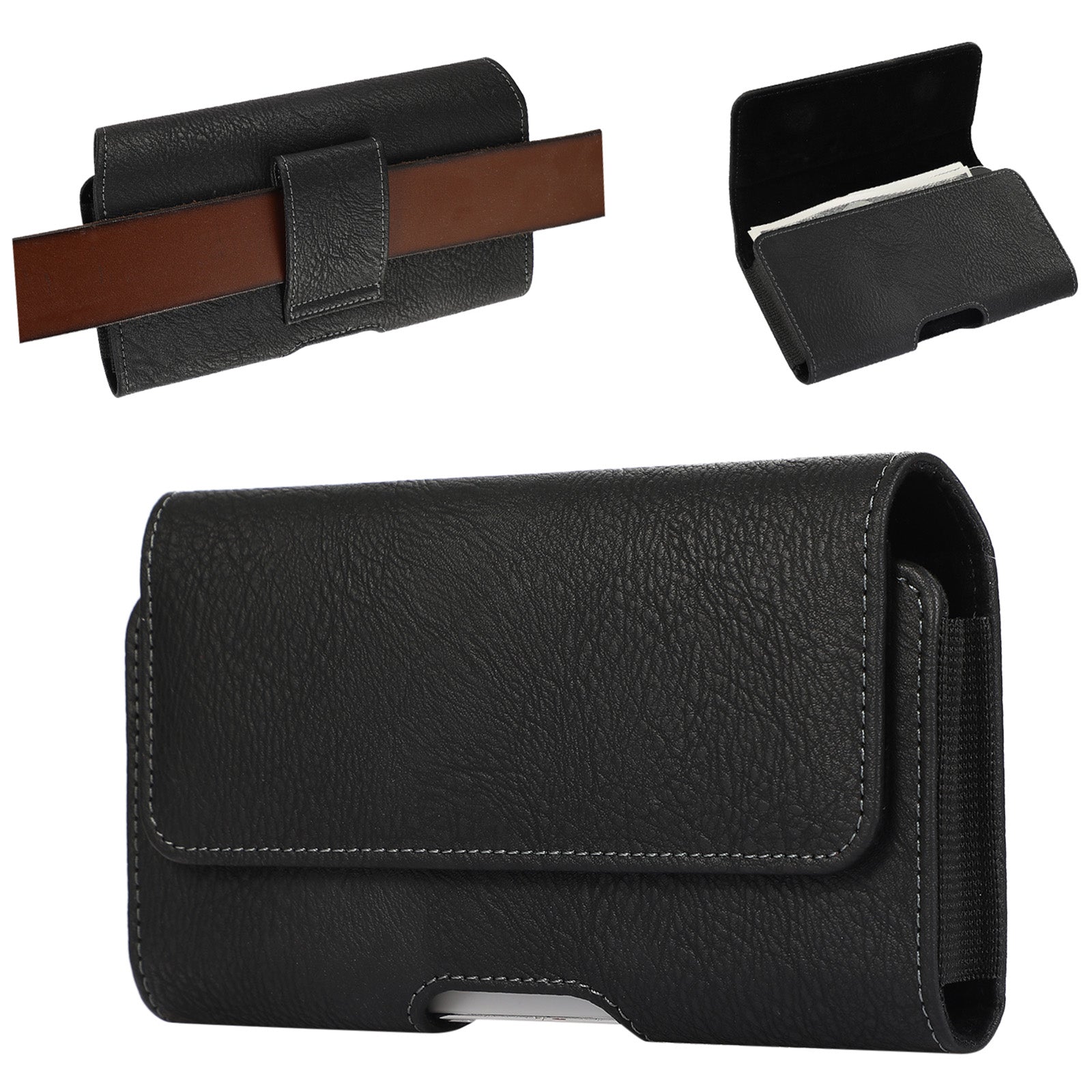 5 Inch Magnetic Waist Pouch Horizontal Style PU Phone Carrying Case