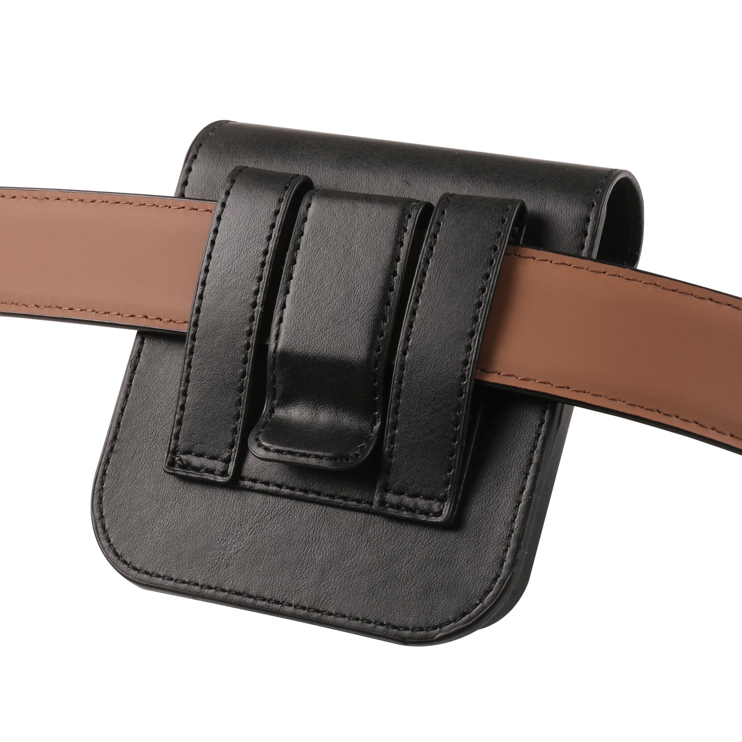 Universal PU Leather Waist Bag with Back Clip and Belt Loop for Folding Phones