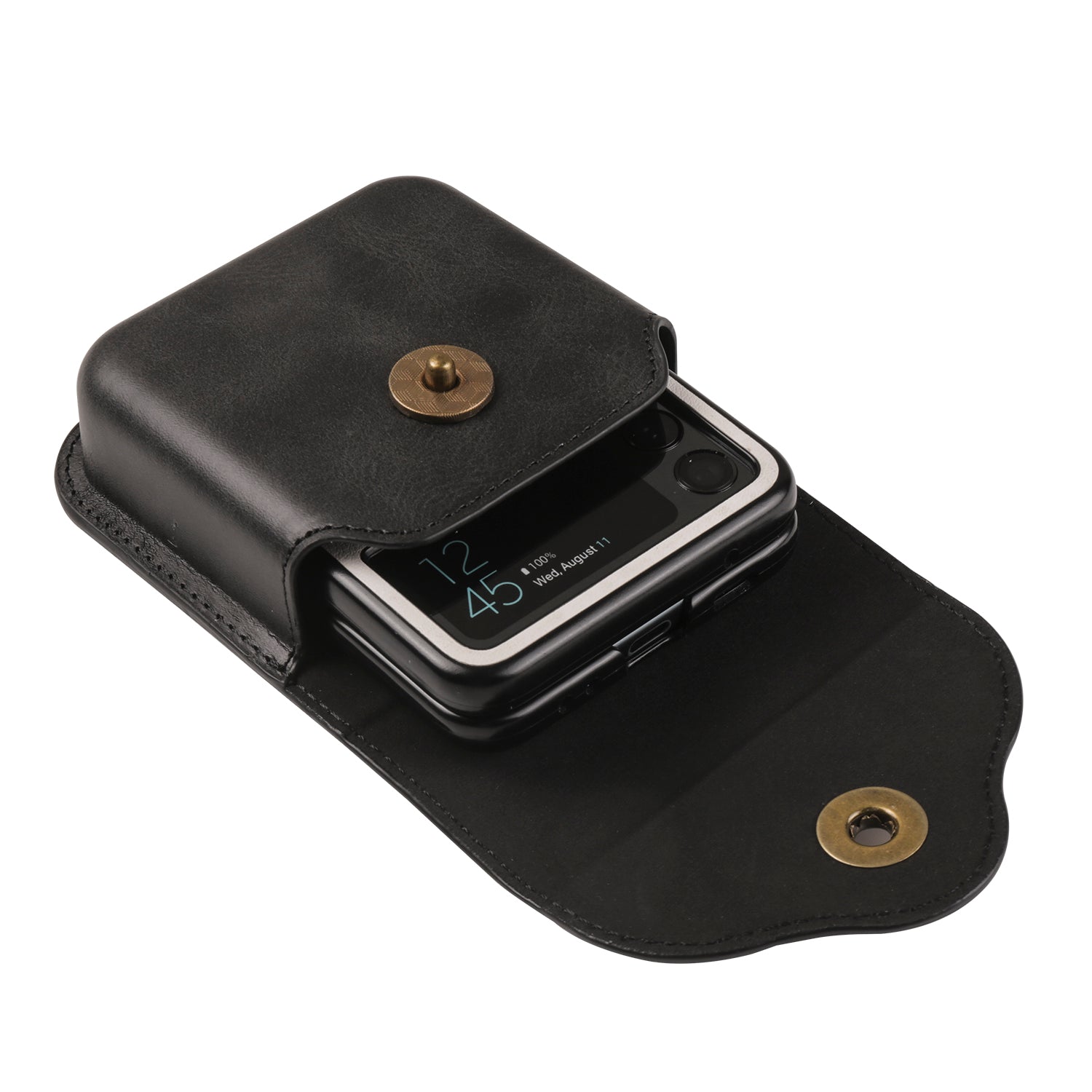 Universal PU Leather Waist Bag with Back Clip and Belt Loop for Folding Phones