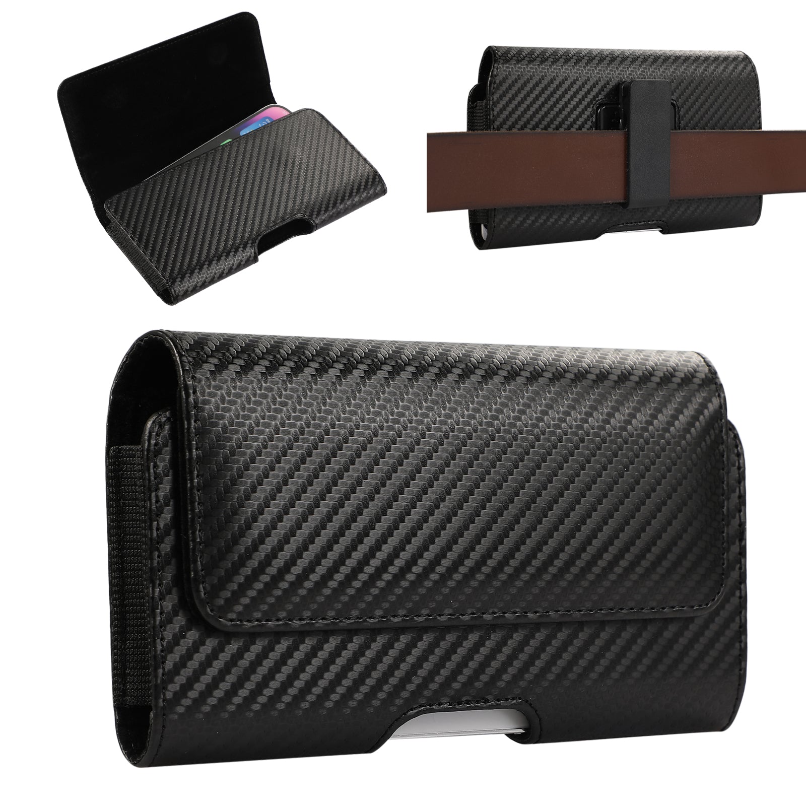 Universal Horizontal Leather Case Fits 7.0 inch Phone Belt Pouch Holster with Magnetic Closure