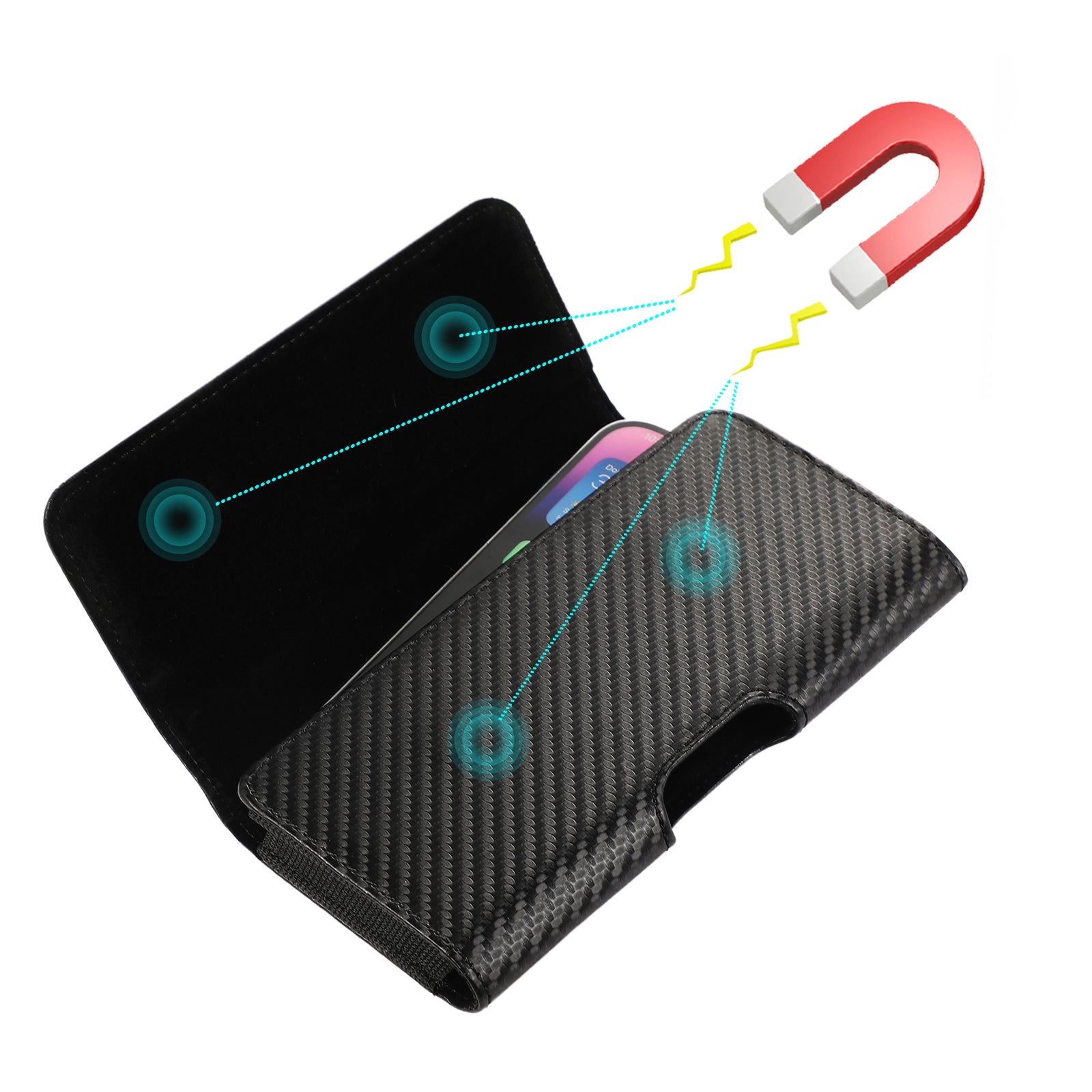 Universal Horizontal Leather Case Fits 7.0 inch Phone Belt Pouch Holster with Magnetic Closure