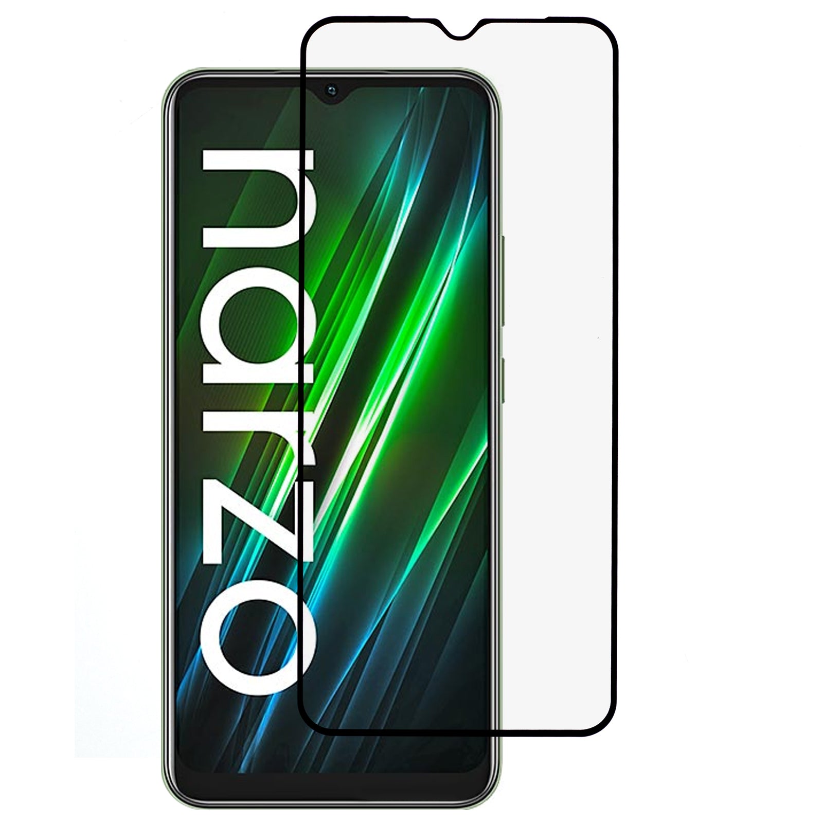 For Realme Narzo 50i Prime 4G Tempered Glass Film Silk Printing Full Cover Screen Protector