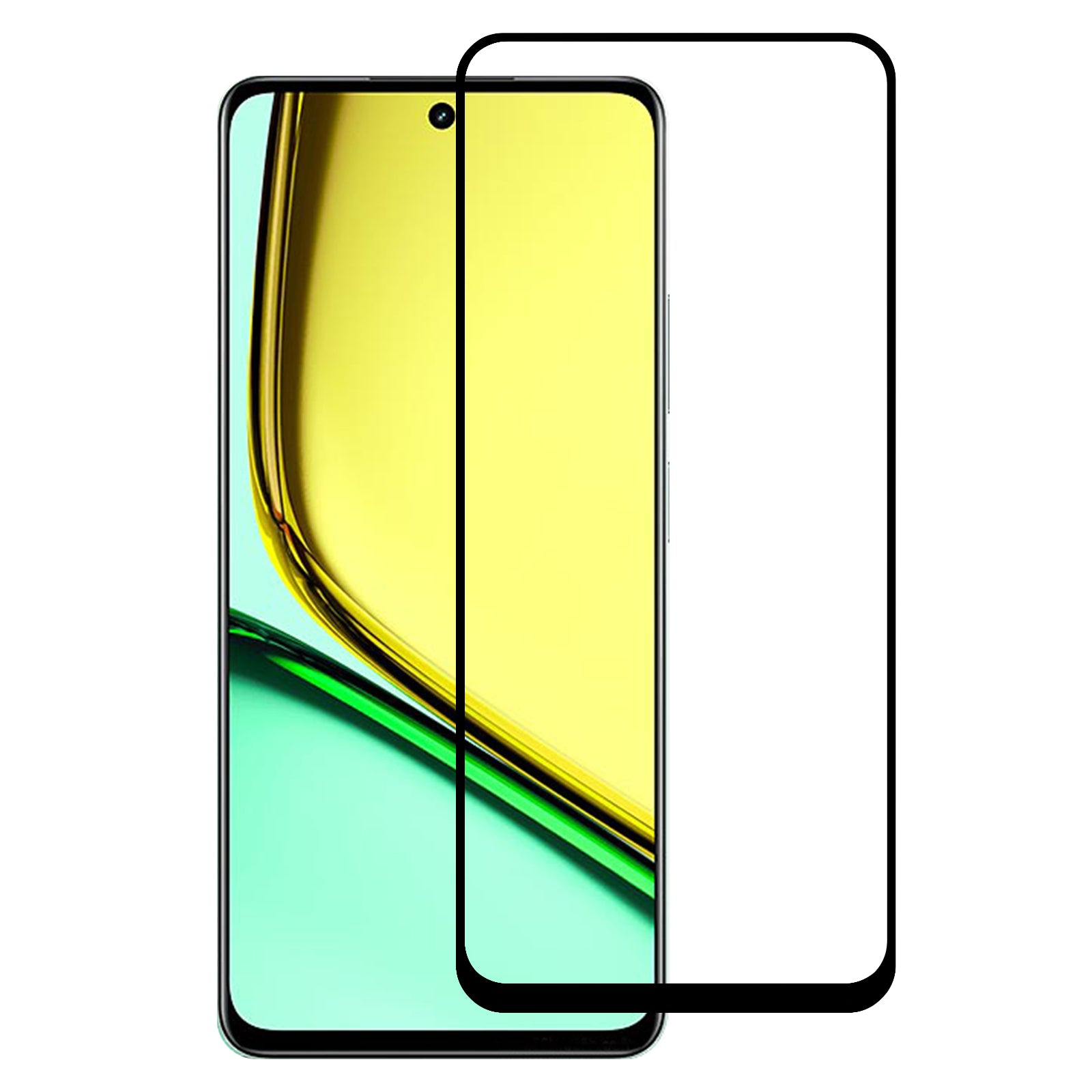 For Realme C67 5G Full Screen Protector Black Edge Silk Printing Tempered Glass