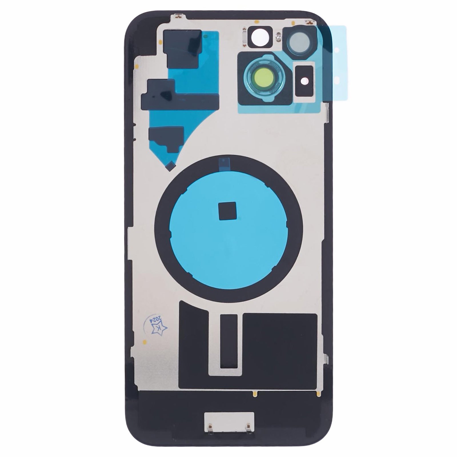 For iPhone 15 Battery Housing with Bracket + Camera Lens Cover Replacement Part