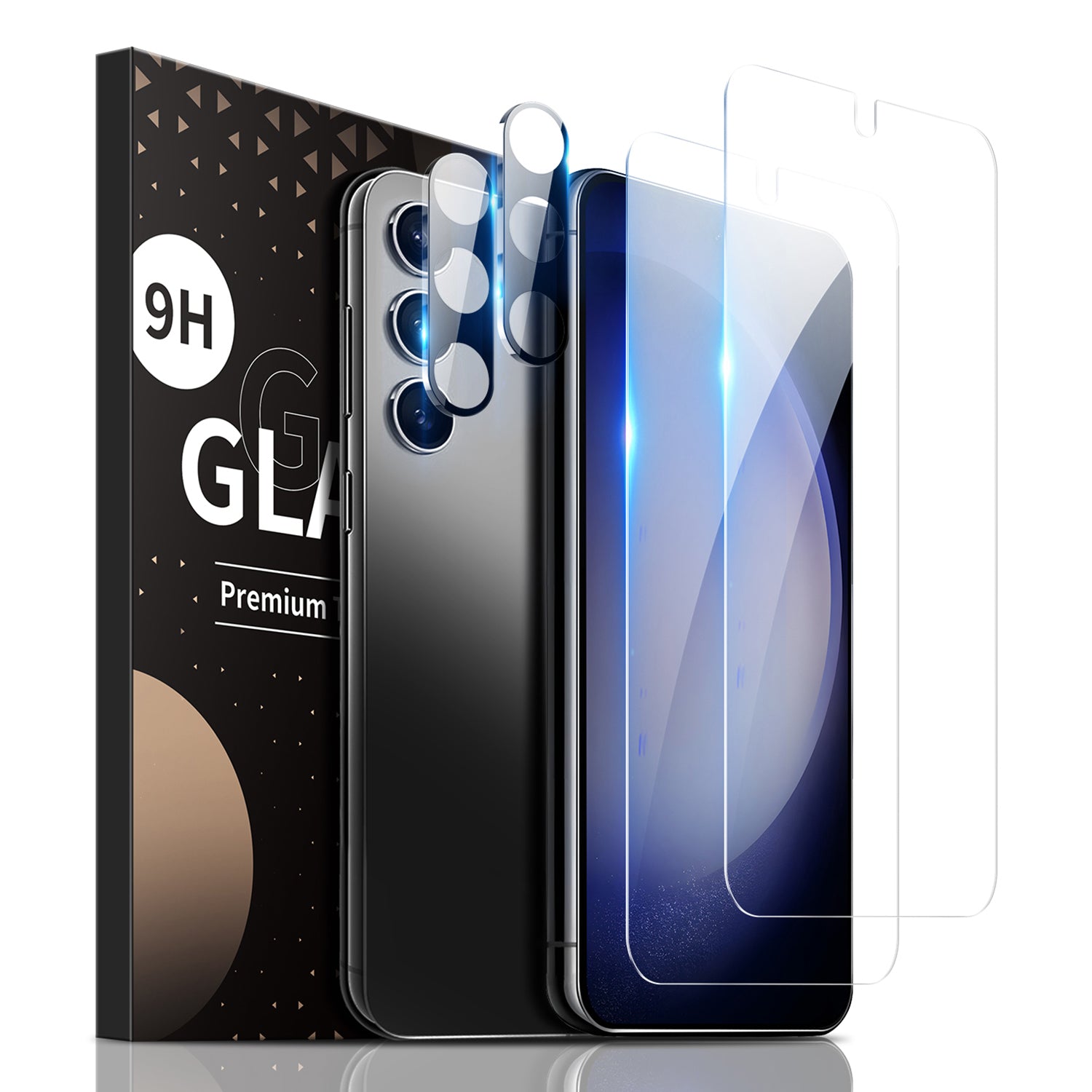 2Pcs Screen Protector for Samsung Galaxy S24+ Fingerprint Unlock Film with 2Pcs Camera Lens Protector HD Clear
