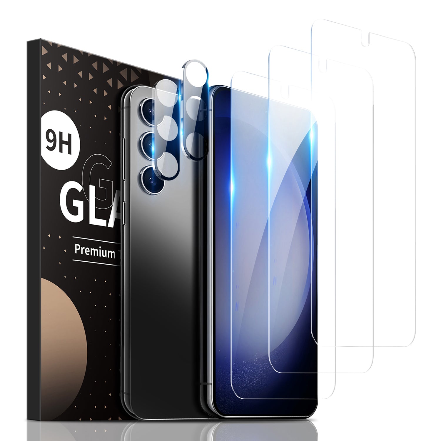 For Samsung Galaxy S22+ 5G Screen Protector 3Pcs Clear Film + 2Pcs Camera Lens Protector Fingerprint Unlock Compatible