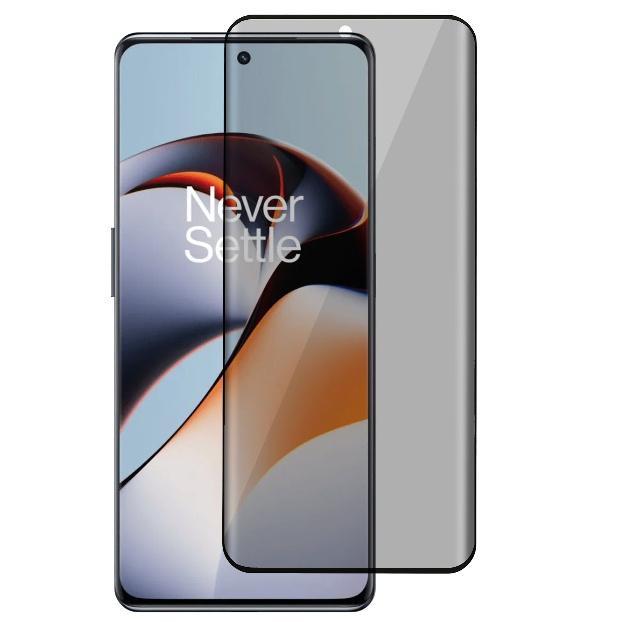 For OnePlus 12R 5G / Ace 3 5G Anti-Spy Screen Protector Silk Printing Side Glue Film Guard