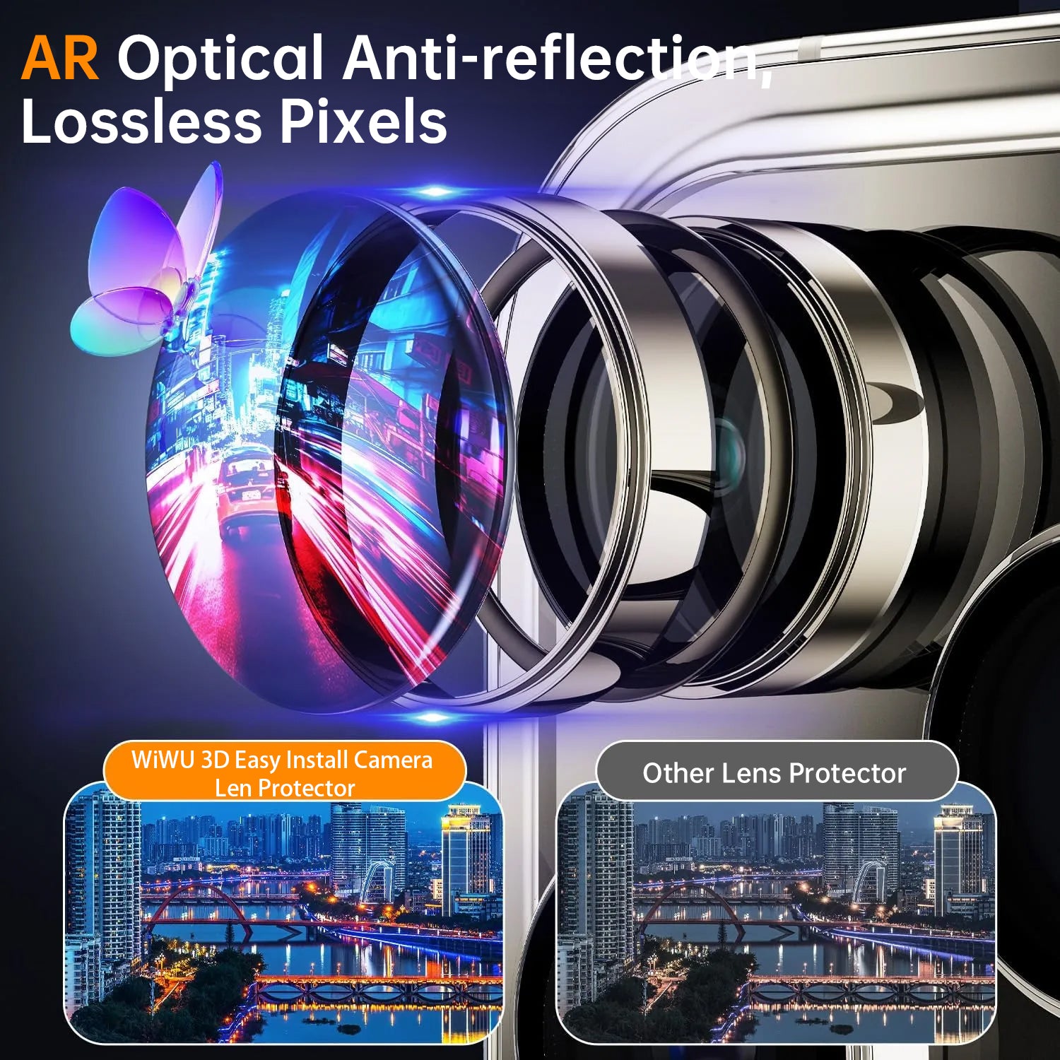 WIWU LG-005 1 Set For iPhone 15 Plus / 15 Aluminum Alloy Frame Tempered Glass 3D Rear Lens Film Protector