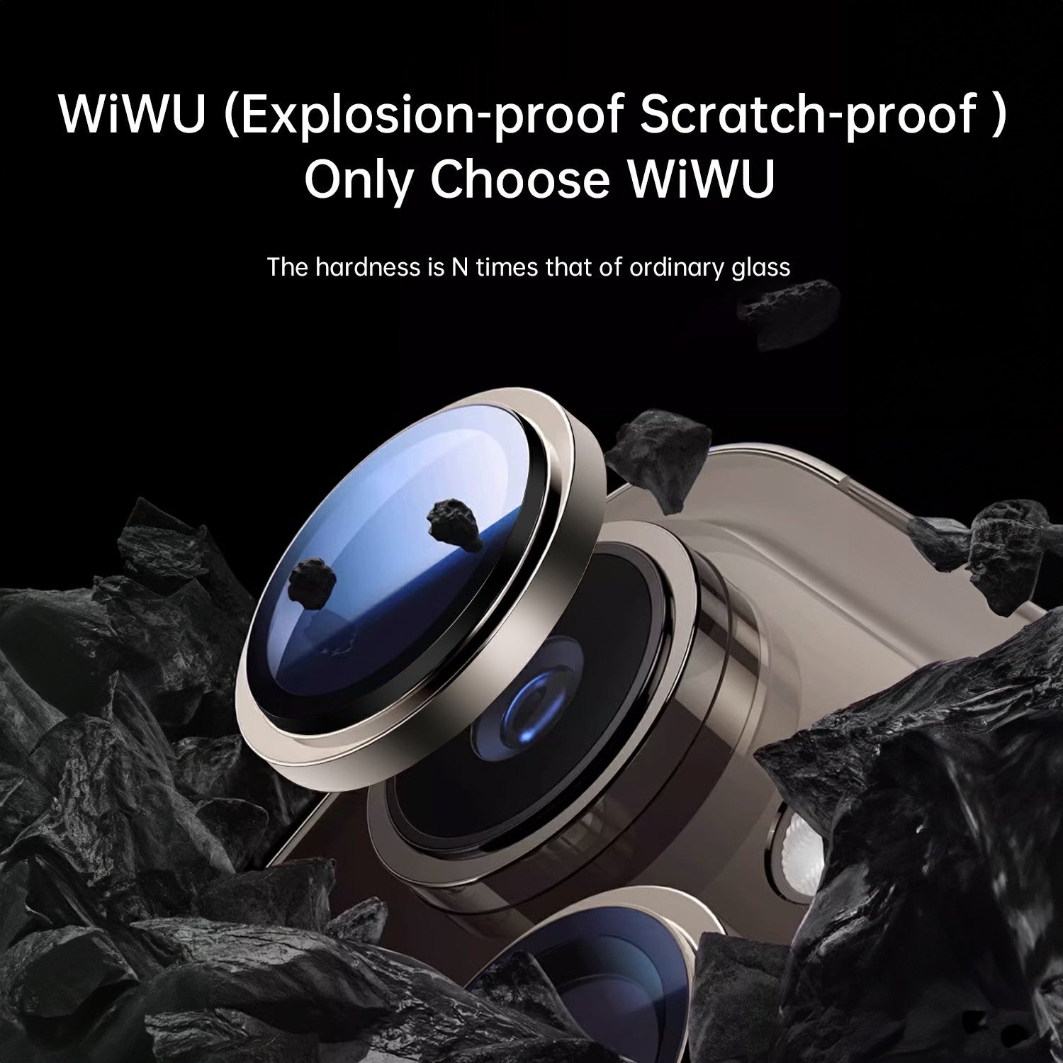 WIWU LG-004 1 Set For iPhone 15 Pro Max PVD Tempered Glass Rear Lens Film Aluminum Alloy Frame Lens Protector