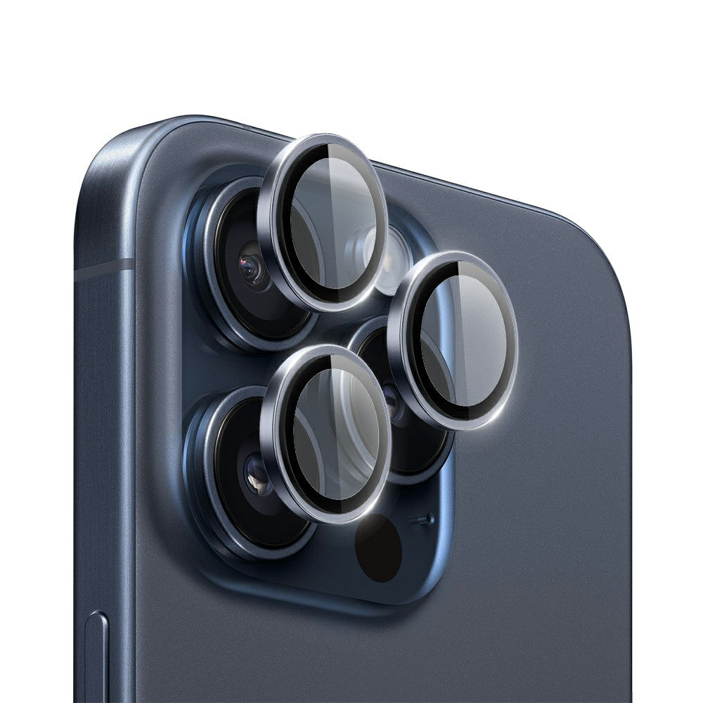 WIWU LG-004 1 Set For iPhone 15 Pro Max PVD Tempered Glass Rear Lens Film Aluminum Alloy Frame Lens Protector