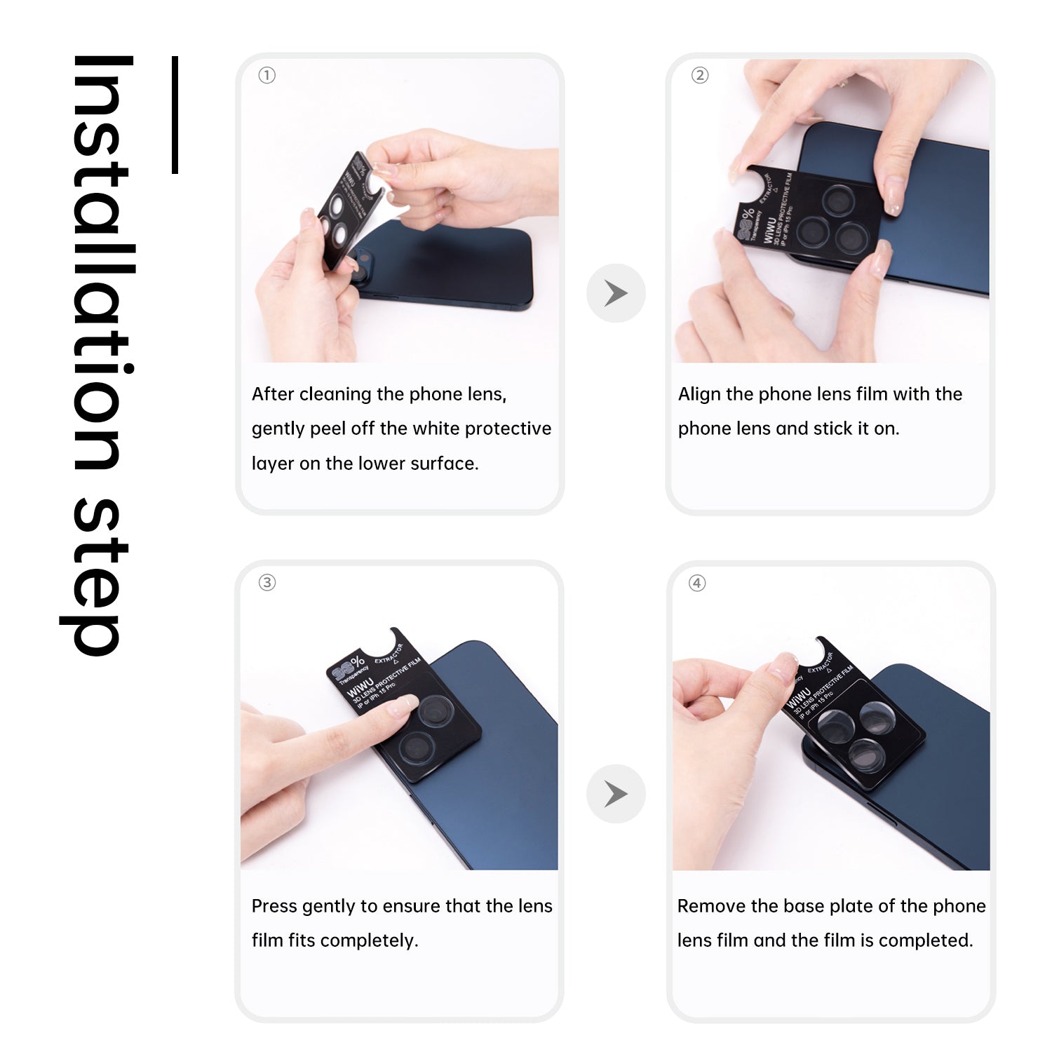 WIWU LG-004 1 Set For iPhone 15 Plus / 15 PVD Tempered Glass Rear Lens Film Aluminum Alloy Frame Lens Protector