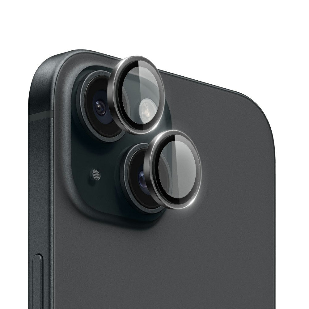WIWU LG-004 1 Set For iPhone 15 Plus / 15 PVD Tempered Glass Rear Lens Film Aluminum Alloy Frame Lens Protector