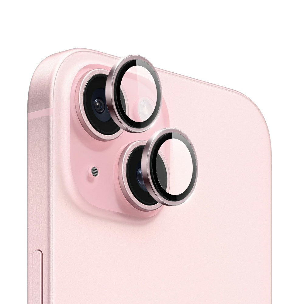 WIWU LG-004 1 Set For iPhone 15 Plus / 15 PVD Tempered Glass Rear Lens Film Aluminum Alloy Frame Lens Protector