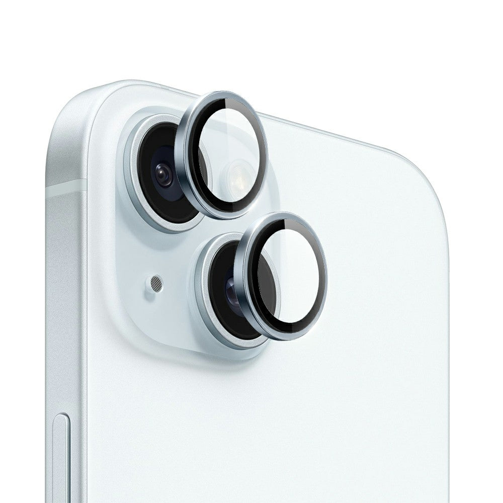 WIWU LG-004 1 Set For iPhone 15 Plus / 15 PVD Tempered Glass Rear Lens Film Aluminum Alloy Frame Lens Protector
