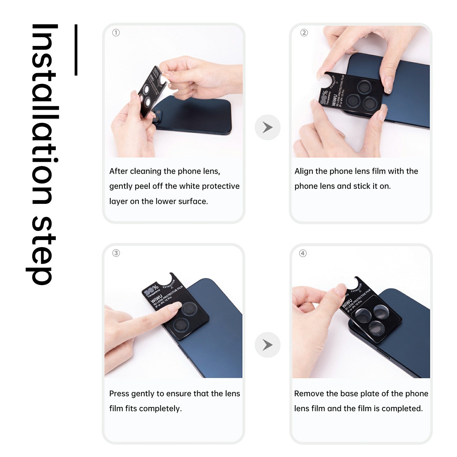 WIWU LG-005 1 Set For iPhone 15 Pro Max 3D Tempered Glass+Aluminum Alloy Frame Phone Rear Lens Film Protector