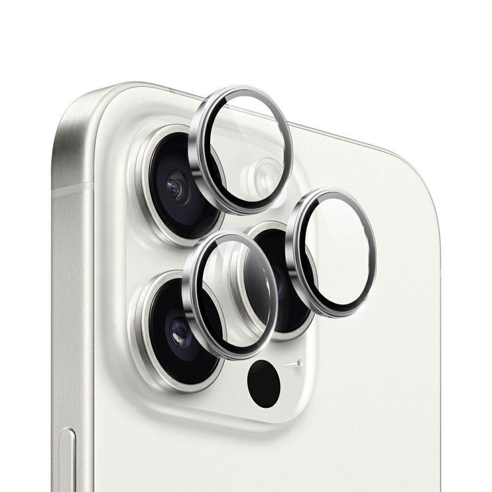 WIWU LG-005 1 Set For iPhone 15 Pro Max 3D Tempered Glass+Aluminum Alloy Frame Phone Rear Lens Film Protector
