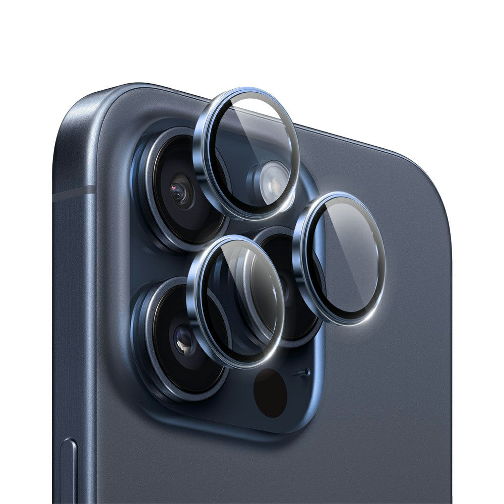 WIWU LG-005 1 Set For iPhone 15 Pro Max 3D Tempered Glass+Aluminum Alloy Frame Phone Rear Lens Film Protector