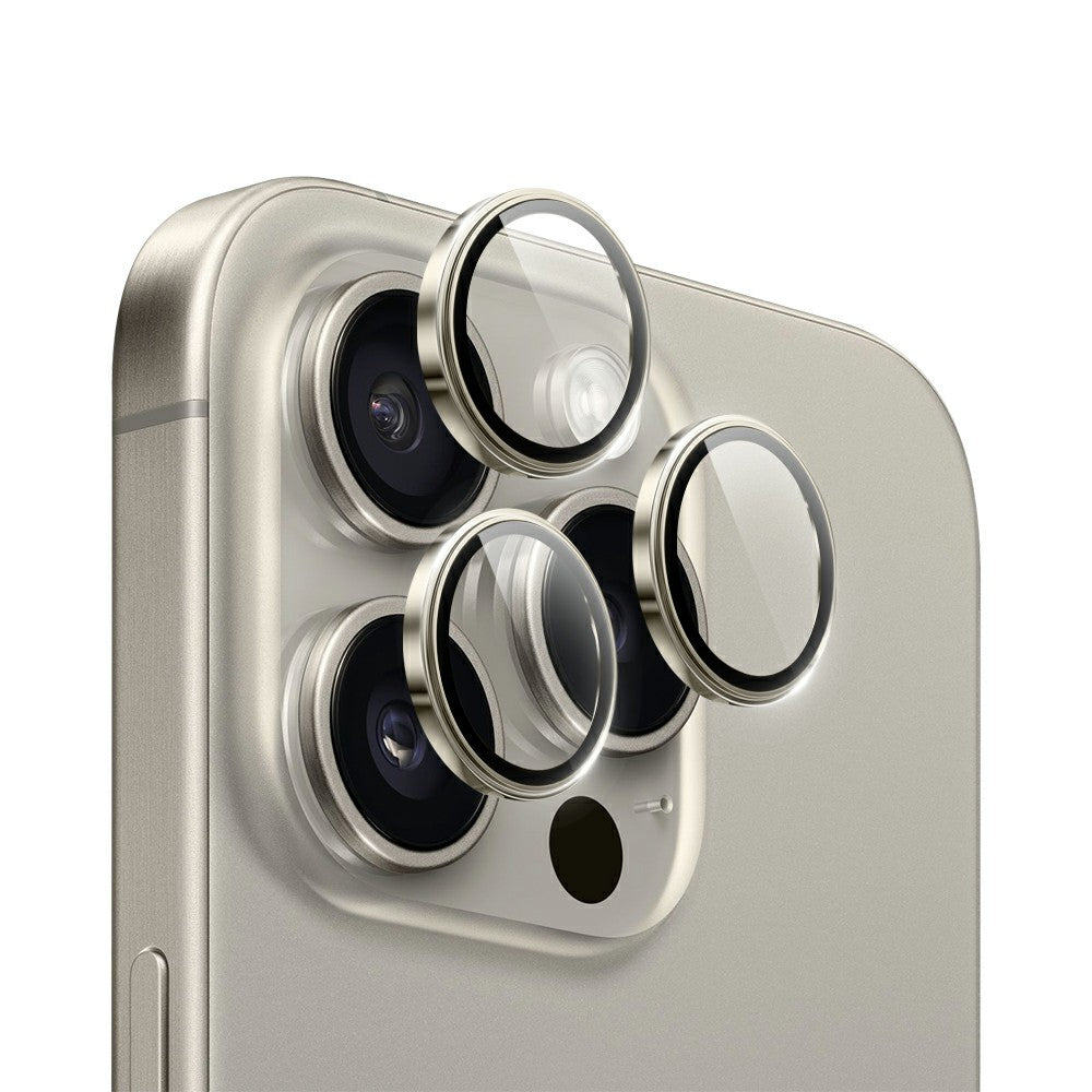 WIWU LG-005 1 Set For iPhone 15 Pro Max 3D Tempered Glass+Aluminum Alloy Frame Phone Rear Lens Film Protector