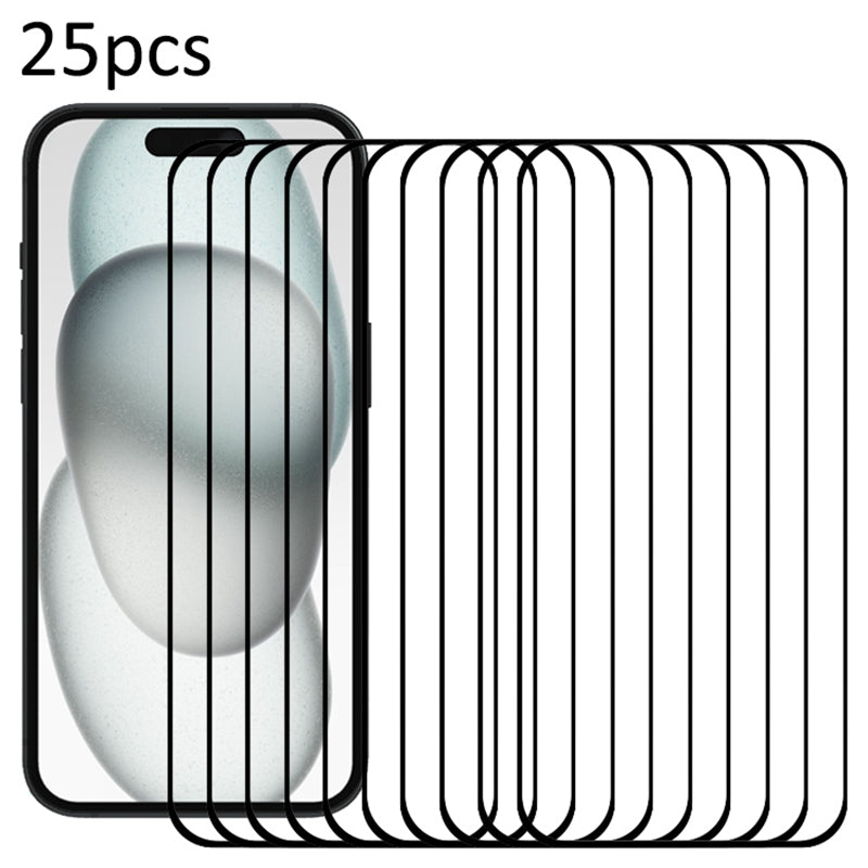 25Pcs For iPhone 15 Plus Screen Protector Anti-explosion Medium Alumina Glass Film