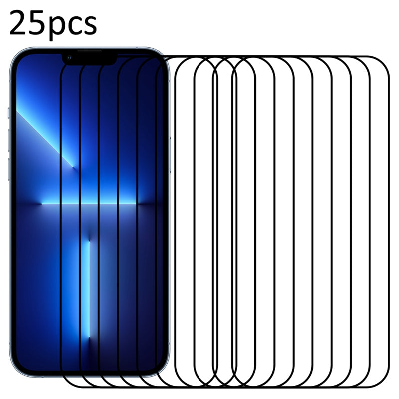 25Pcs For iPhone 13 Pro Silk Printing Screen Protector Medium Alumina Glass Film HD Clear
