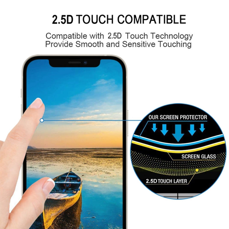 25Pcs For iPhone 13 Medium Alumina Glass Screen Protector Silk Printing Film
