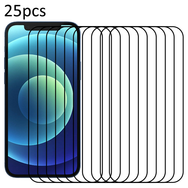25Pcs For iPhone 12 mini Full Screen Guard Silk Printing Anti-explosion Screen Protector