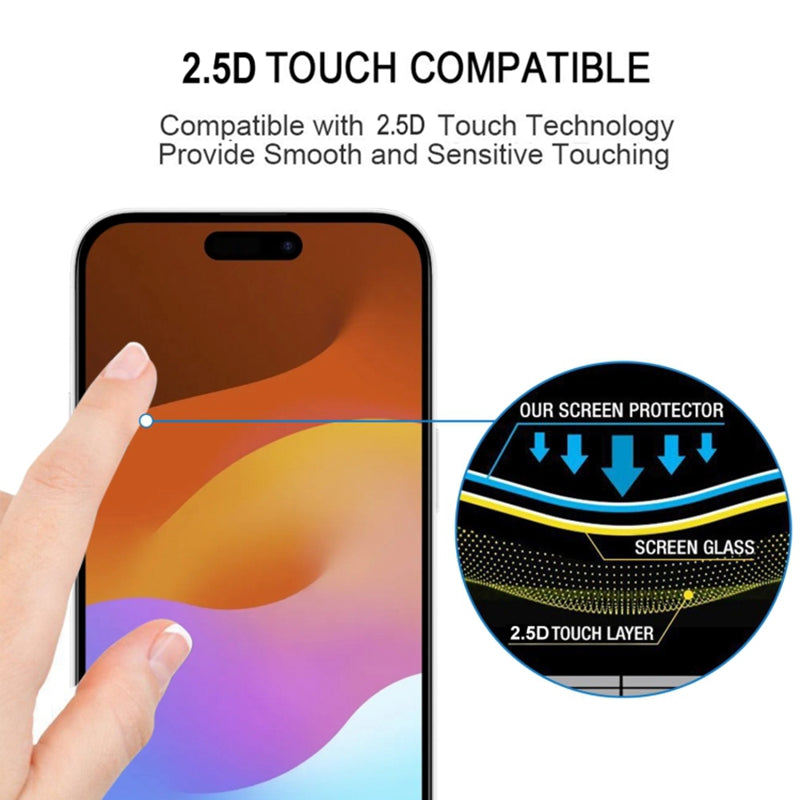 25Pcs For iPhone 15 Pro Max Screen Protector Silk Printing HD Clear Film Secondary Hardening