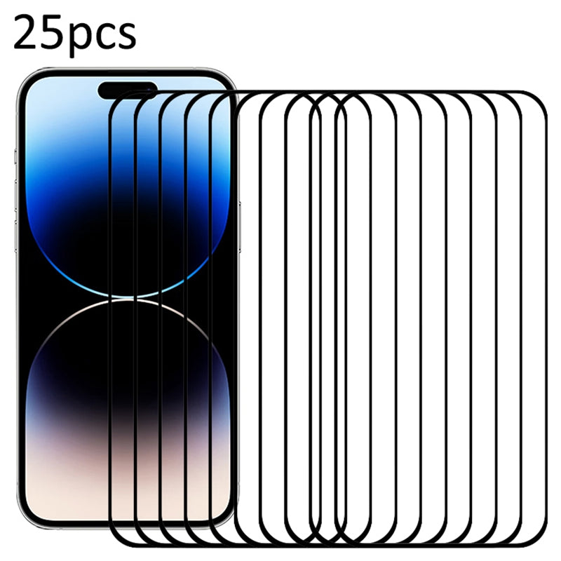 25Pcs For iPhone 14 Pro Screen Protector Medium Alumina Glass Silk Printing Ultra Clear