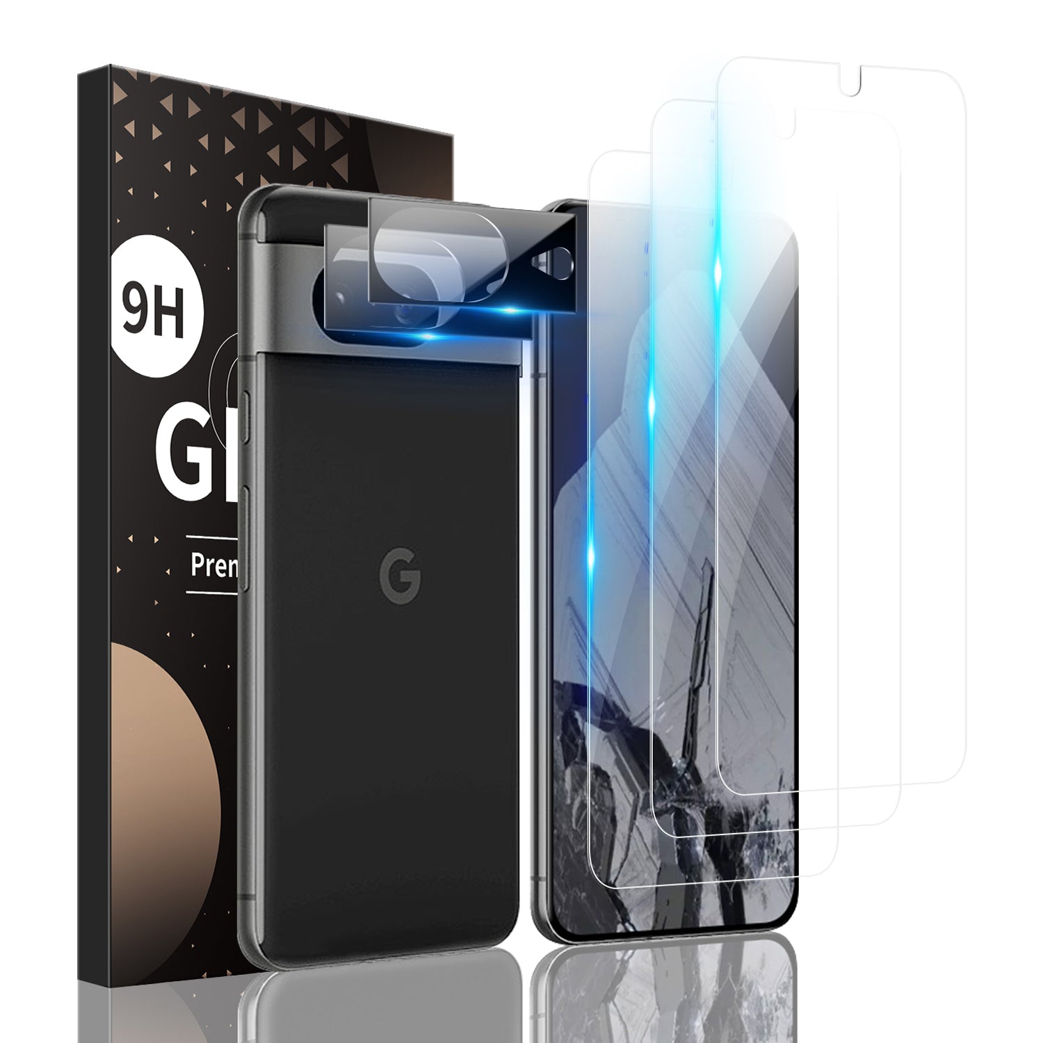 3Pcs Screen Protector for Google Pixel 8 9H Hardness Film with 2Pcs Camera Lens Protector