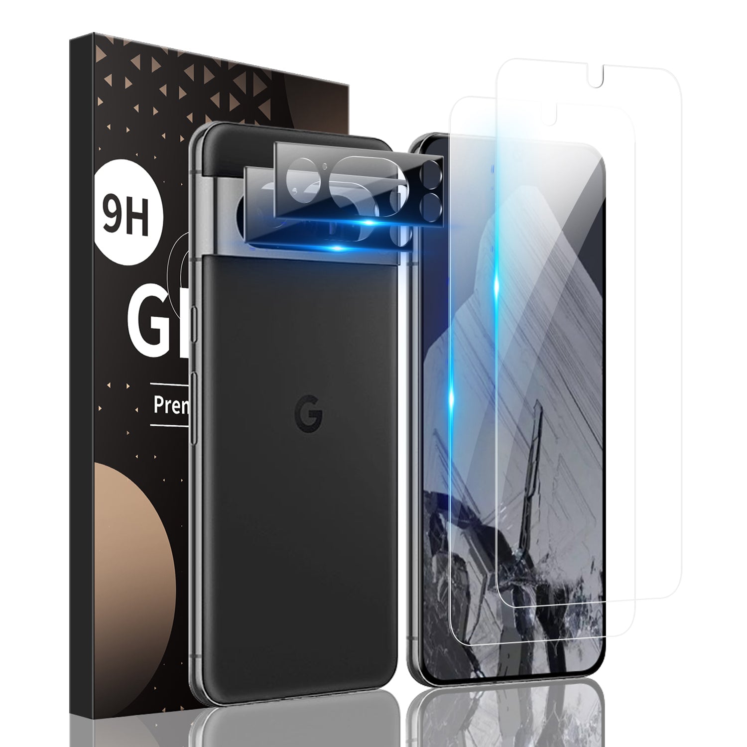 2Pcs Screen Protector for Google Pixel 8 Pro Fingerprint Unlock Film with 2Pcs Camera Lens Protector