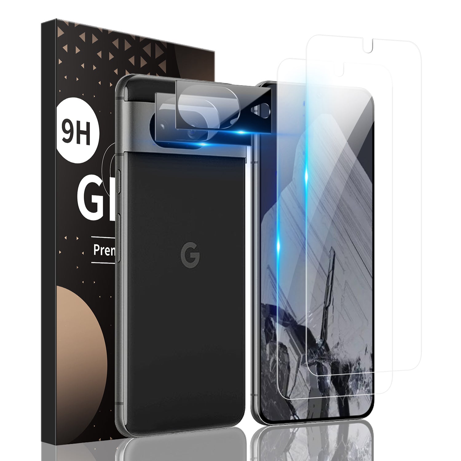For Google Pixel 8 2Pcs Screen Protector 9H Ultra Clear Film with 2Pcs Camera Lens Protector
